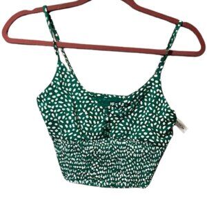 NWT PacSun ME to WE women's green and white polka dot cropped tank top size S